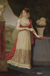 Josephine Tasher de la Pagerie, Kaiserin der Franzosen, betrachtet eine Büste ihres Sohnes Eugene de Beauharnais in Malmaison, 1808